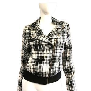 Grass Collectikn Buffalo Check Moto Jacket Womens Small